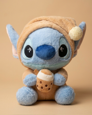 Cozy Sleepy Stitch Plush Toy with Coffee Cup – Ultra Soft Kawaii