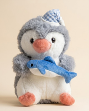 Muffin™ the Sleepy Penguin Plush with Blue Fish | Snow Snuggles