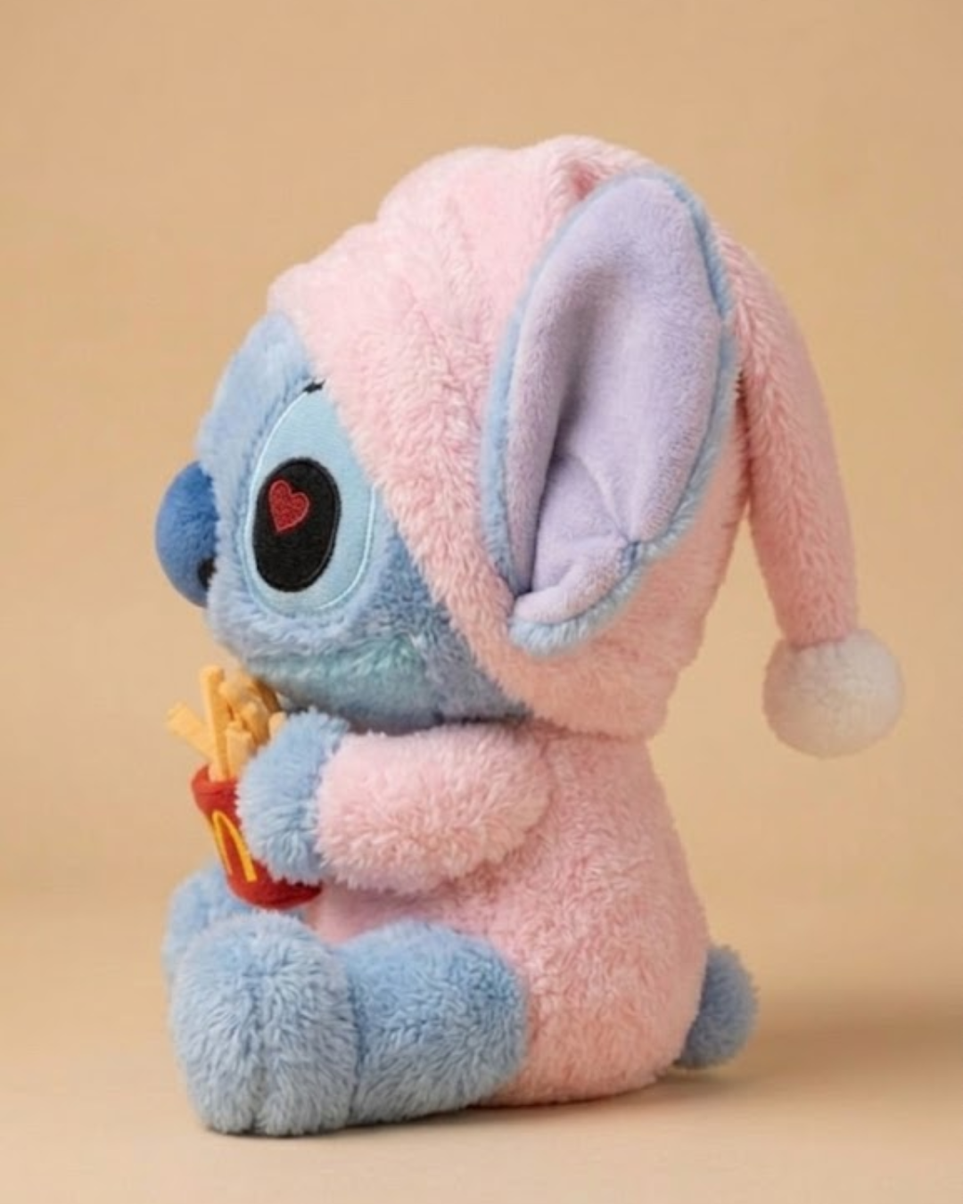 Sleepy Stitch Plush with Fries – Ultra Soft Kawaii Stuffed Toy |