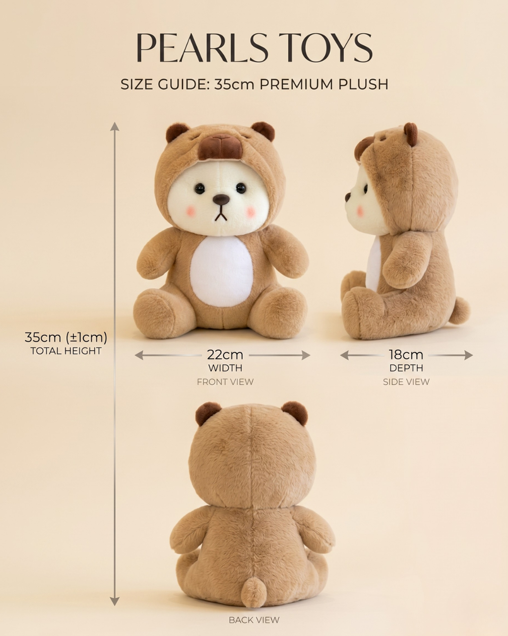 Pearls Toys Premium Caramel Bear Hoodie Plush