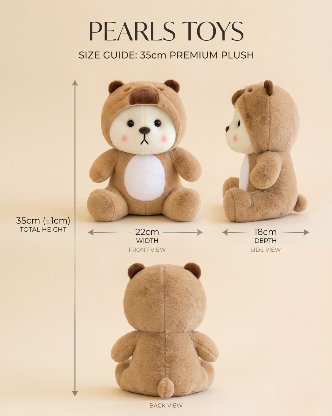 Pearls Toys Premium Caramel Bear Hoodie Plush