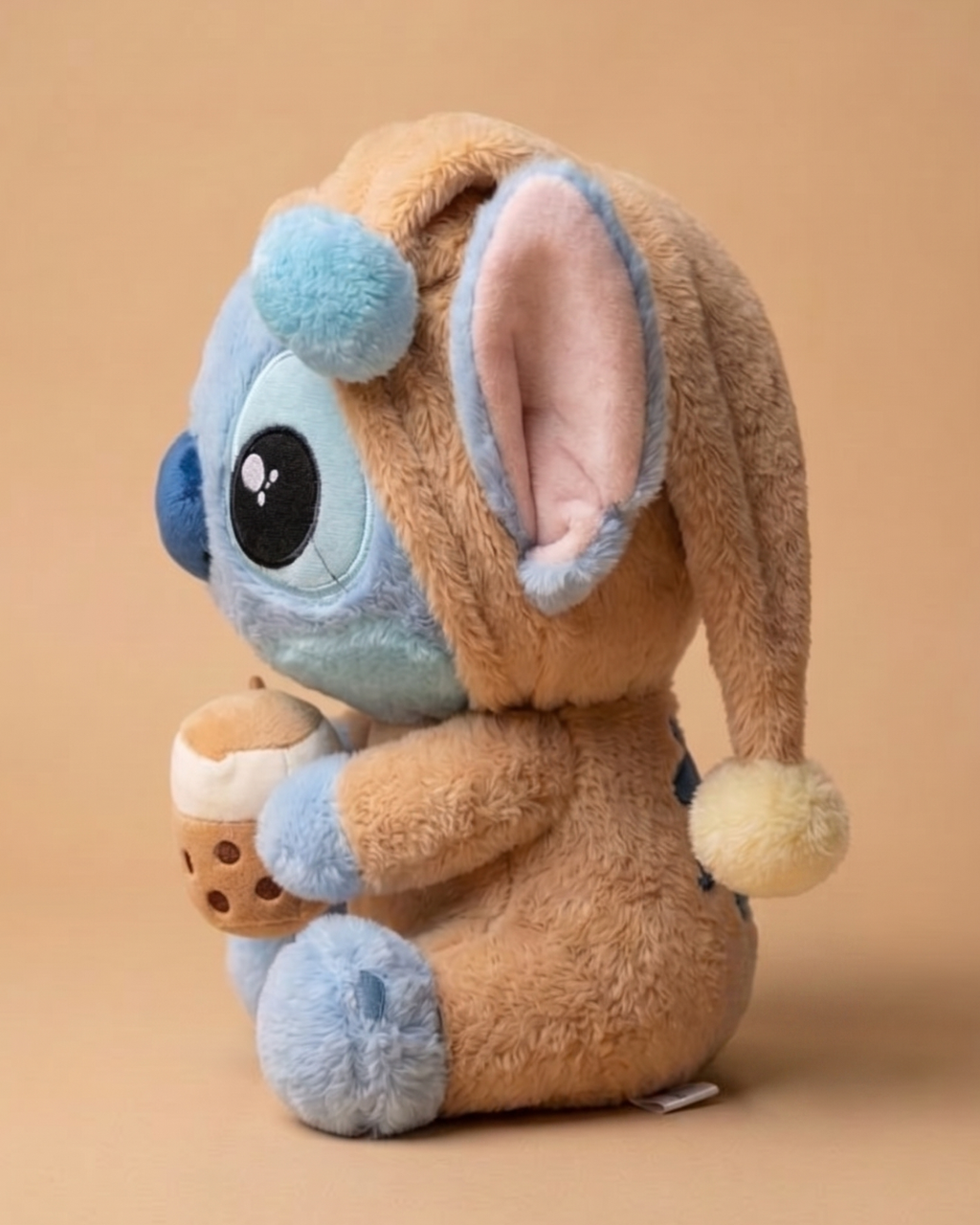 Cozy Sleepy Stitch Plush Toy with Coffee Cup – Ultra Soft Kawaii