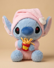 Sleepy Stitch Plush with Fries – Ultra Soft Kawaii Stuffed Toy |