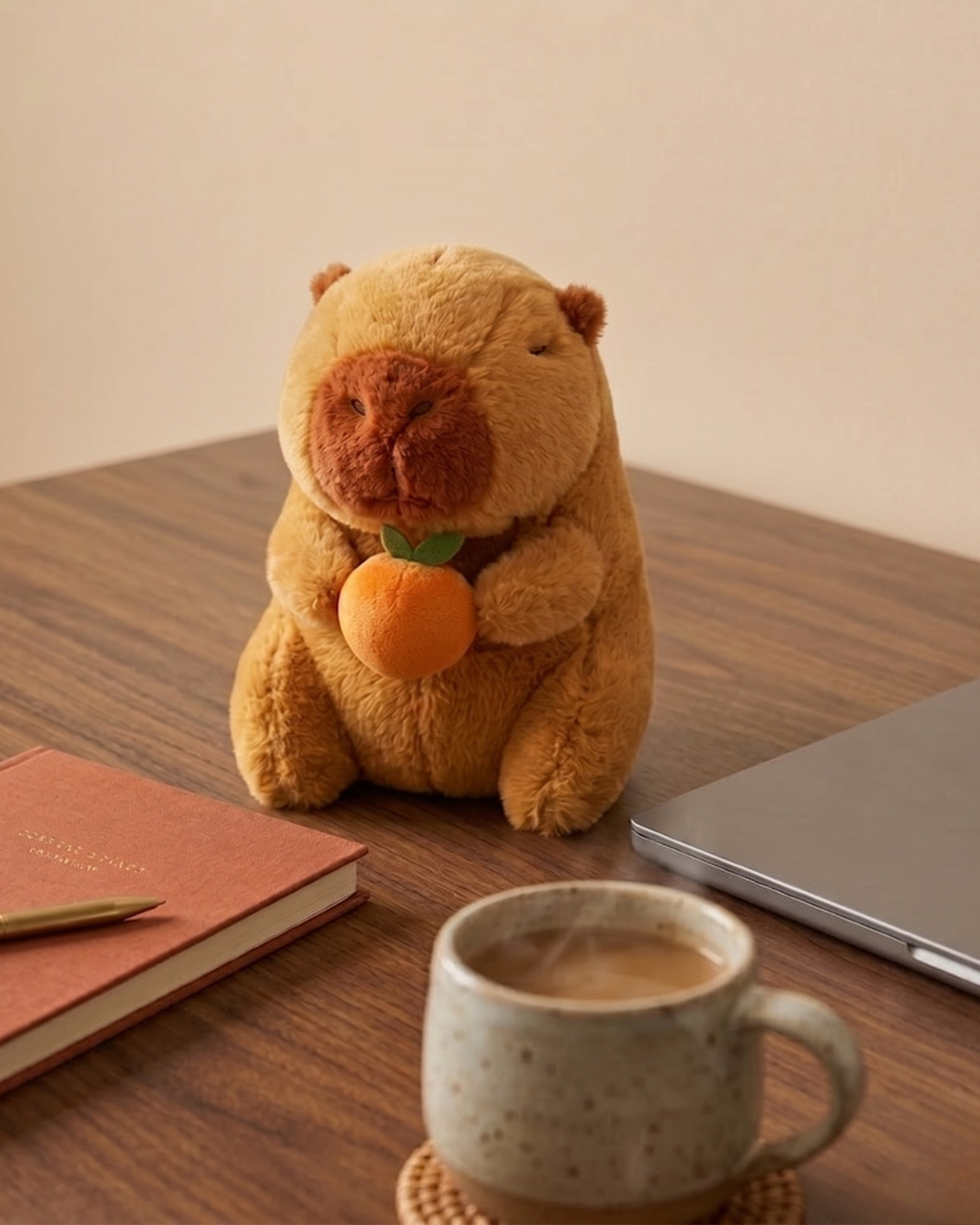Cutie Capybara Plush Toy with Orange – Ultra-Soft 18cm Stuffed Animal