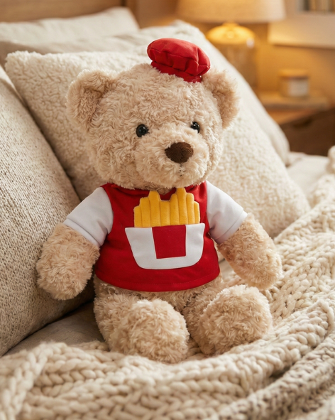 French Fries Teddy Bear – Cute Food-Themed Plush Gift for Couples & Kids