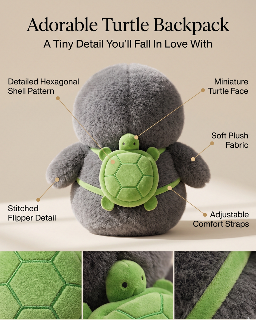 Adorable Fluffy Penguin Plush Toy with Bow Tie & Green Backpack Straps