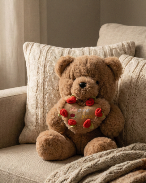 The Eternal Heart-Bearer | Premium "Love You" Heart-Bearing Teddy Bear