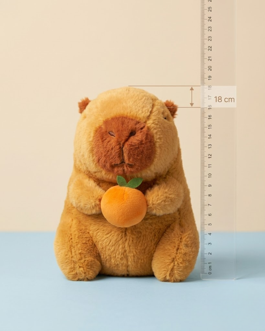 Cutie Capybara Plush Toy with Orange – Ultra-Soft 18cm Stuffed Animal
