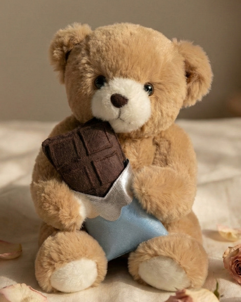 Chocolate Holding Teddy Bear – Perfect Valentine & Anniversary Gift