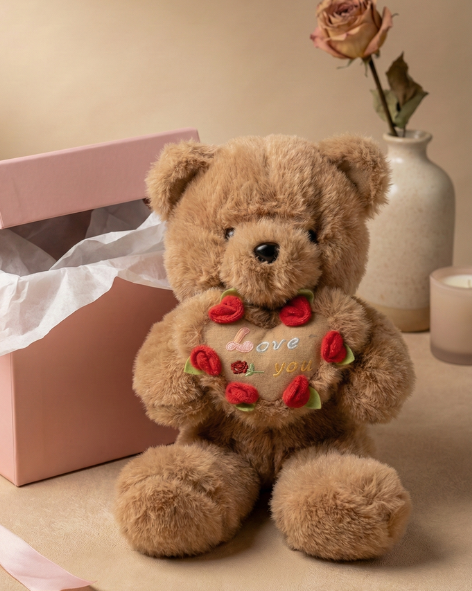 The Eternal Heart-Bearer | Premium "Love You" Heart-Bearing Teddy Bear