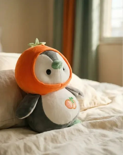 Orange Hoodie Penguin Plush Toy – Ultra-Soft Cozy Penguin - Pearls Toys