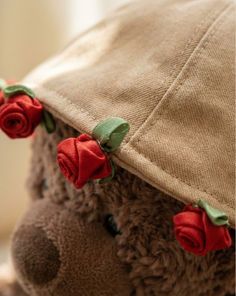 Rose Garden Teddy Bear Plush — Soft Brown - Pearls Toys