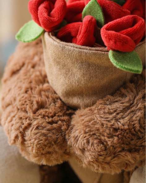 Rose Garden Teddy Bear Plush — Soft Brown - Pearls Toys