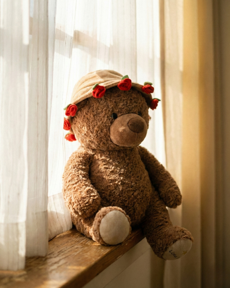 Rose Garden Teddy Bear Plush — Soft Brown - Pearls Toys
