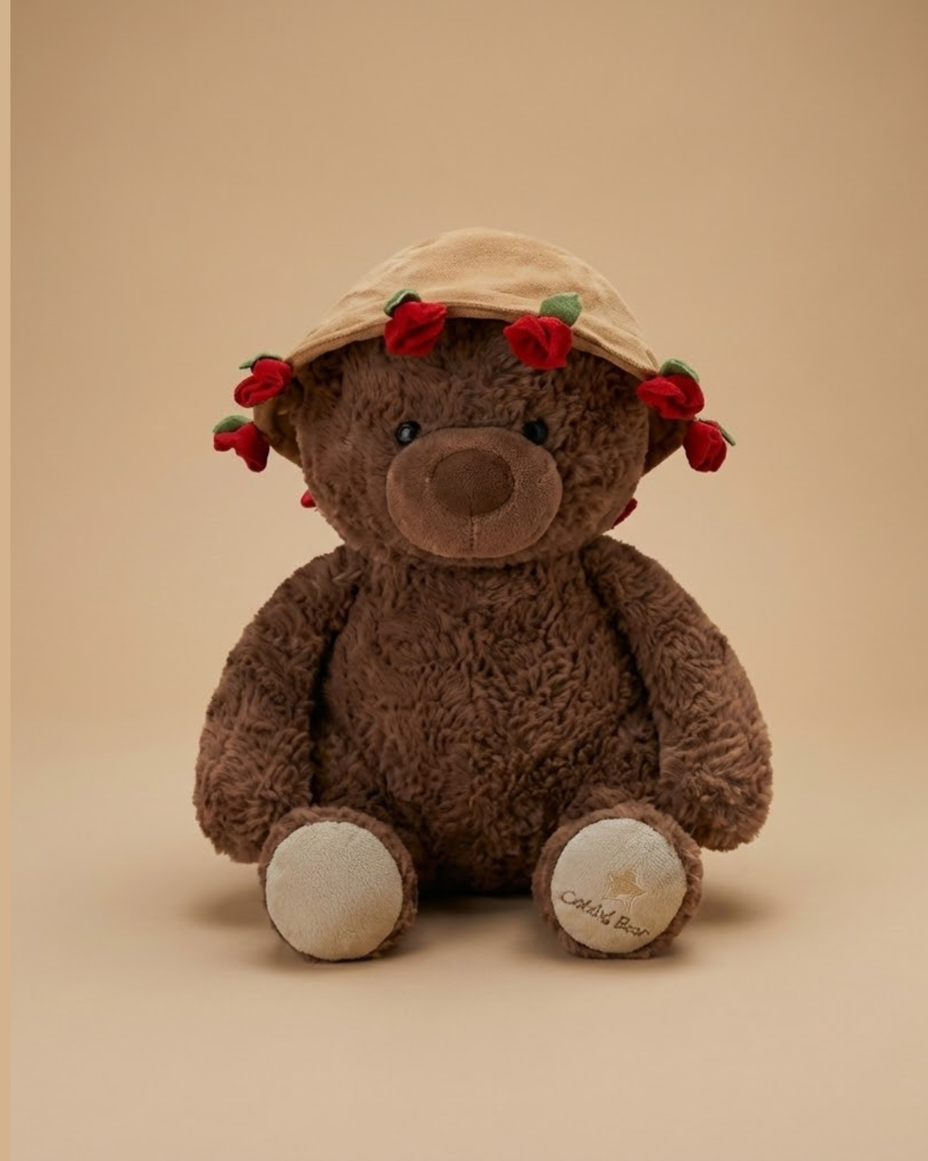Rose Garden Teddy Bear Plush — Soft Brown Pearls Toys