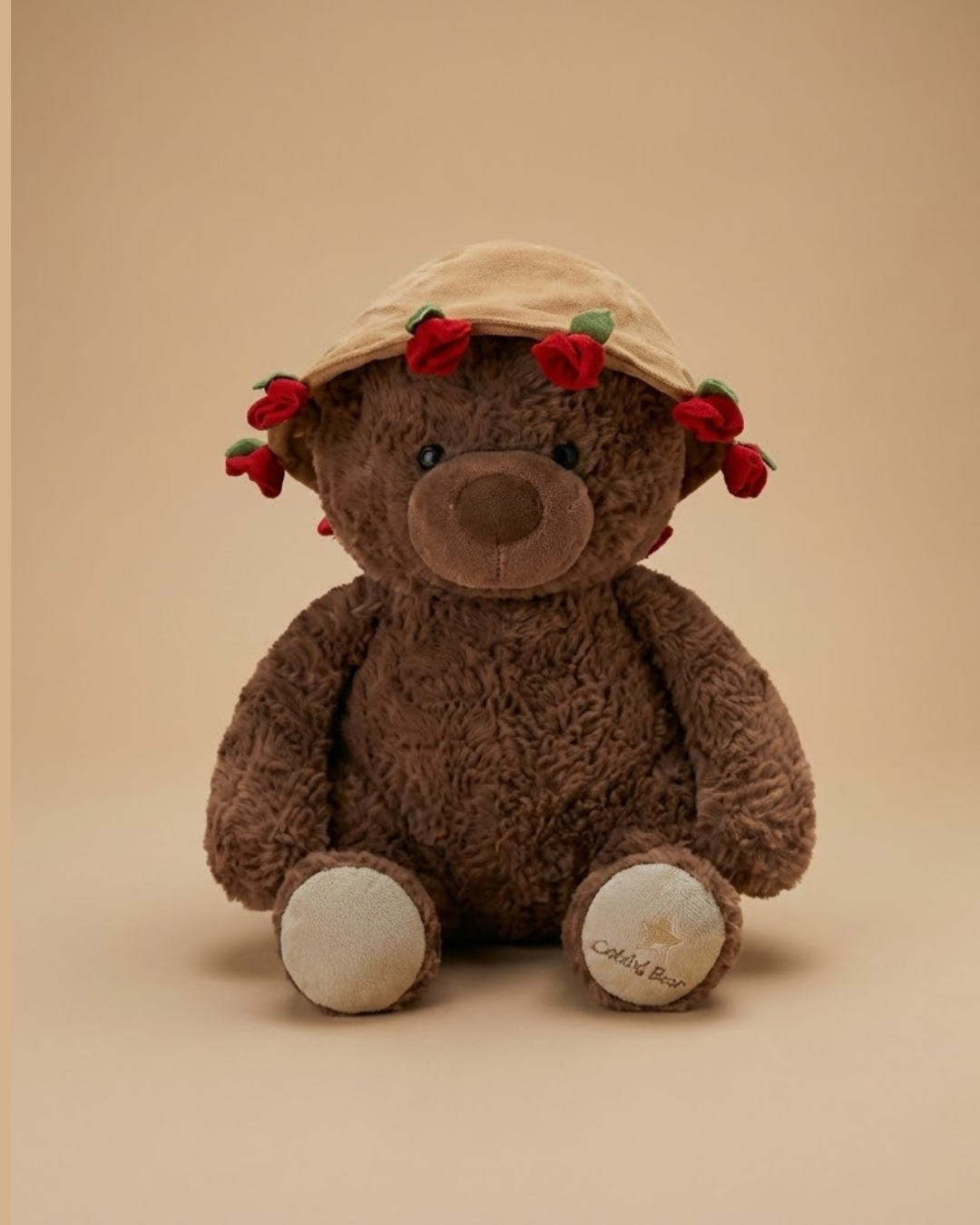 Rose Garden Teddy Bear Plush — Soft Brown Pearls Toys