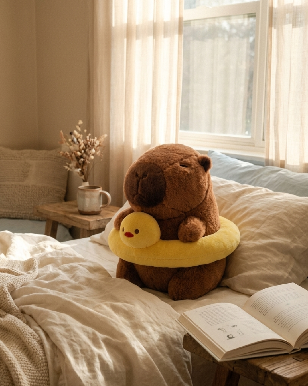 Chonky Capybara Plushie with Duckie Pool Float